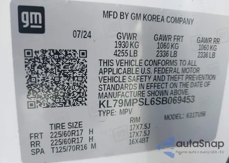 2025 Chevrolet Trailblazer Fwd Lt from USA, damaged, VIN KL79MPSL6SB069453